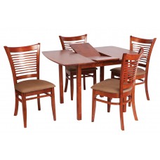 Lotus 5 Piece 4 Leg Rectangular Dining Setting with Extension